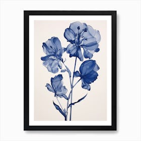 Blue Botanical Freesia 3 Art Print