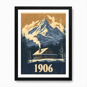 Aihrgdesign A Vintage Travel Poster Of A Cozy Mountain Lodge 1 Art Print