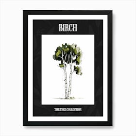 Birch Tree Pixel Illustration 2 Poster Art Print