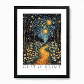 Gustav Klimt Print Starry Night Forest Trees Painting Klimt Exhibition Poster Painting Decor Art Print