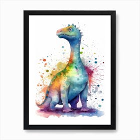 Diplodocus Cute Dinosaur Watercolour 2 Art Print