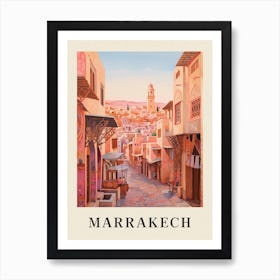 Marrakech Morocco 1 Vintage Pink Travel Illustration Poster Art Print