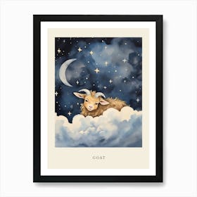 Baby Goat 1 Sleeping In The Clouds Nursery Poster Art Print