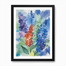 Delphinium Flower Illustration 2 Art Print