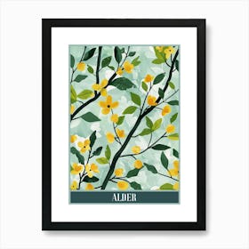 Alder Tree Flat Illustration 2 Poster Art Print