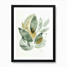 Sage and Gold Green Leaves Canvas Print Art Print