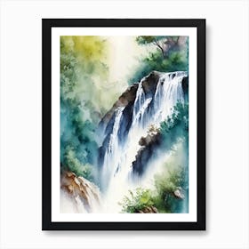 Skradinski Buk Waterfall, Croatia Water Colour  (3) Art Print