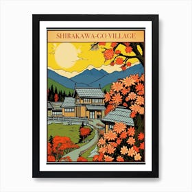 Shirakawa Go Village, Japan Vintage Travel Art 1 Poster Art Print