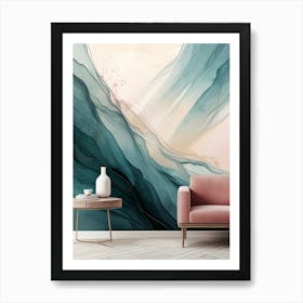 Abstract Ocean Waves Wall Mural Art Print