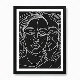 Minimalist Portraits Women Black And White 5 Art Print