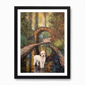 Painting Of A Dog In Descanso Gardens, Usa In The Style Of Gustav Klimt 02 Art Print