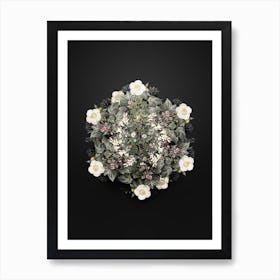 Vintage Cuspidate Rose Flower Wreath on Wrought Iron Black n.0010 Art Print