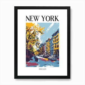 Park Slope New York Colourful Silkscreen Illustration 1 Poster Art Print