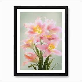 Lilies Flowers Acrylic Painting In Pastel Colours 3 Art Print