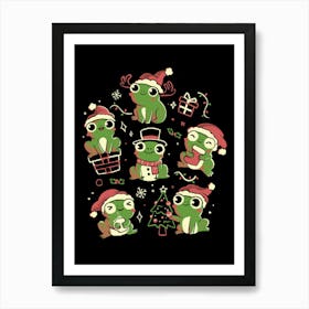 Jolly Frogs - Funny Cute Adorable Christmas Frog Holiday Gift 1 Art Print