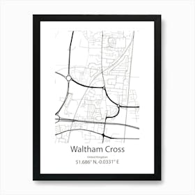 Waltham Abbey,United Kingdom Minimalist Map Poster