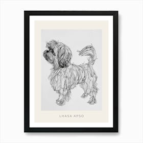 Lhasa Apso Dog Line Sketch 3 Poster Art Print