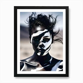 African American Woman With Camouflage Makeup Art Print