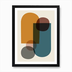 Colorful Mid Century Circles Shapess A Art Print