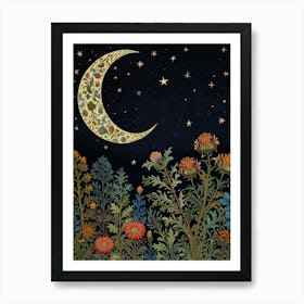 Moon Night Style William Morris 3 Art Print