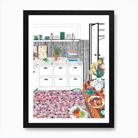 Creative Kitchen Pink & White Art Print