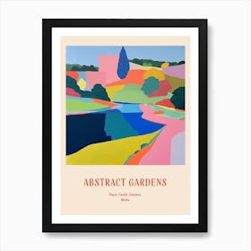 Colourful Gardens Powis Castle Gardens Wales 3 Red Poster Art Print