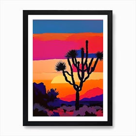 Desert Plant Block Colour Sunset Art Print