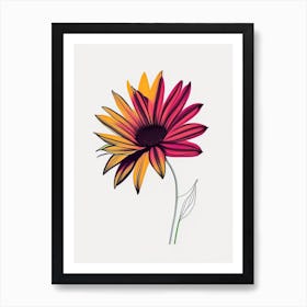 Gazania Floral Minimal Line Drawing 3 Flower Art Print