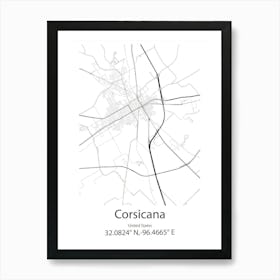 Corsicana,United States Minimalist Map 1 Art Print