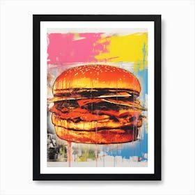Retro Burger Risograph Inspired 8 Art Print