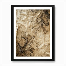 Abstract Pattern Swirling Across A Vintage Crumpled Paper Tones Of Sepia And Muted Earth Colors Fr (2) Art Print