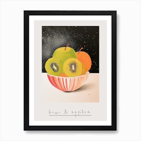 Art Deco Kiwi & Apples Poster Art Print