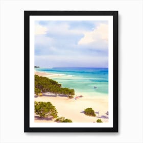 Wategos Beach, Australia Watercolour Art Print