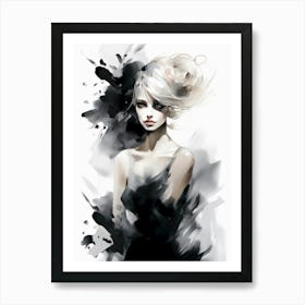 Black And White Painting of a woman Art Print