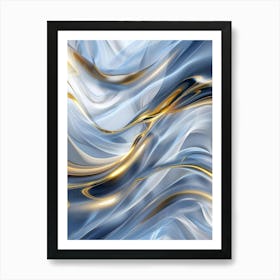 Abstract Blue And Gold 7 Art Print