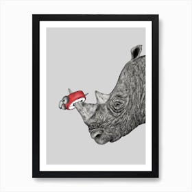 Tired Rhino Art Print