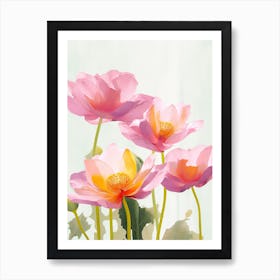 Lotus Flowers Acrylic Painting In Pastel Colours 8 Art Print