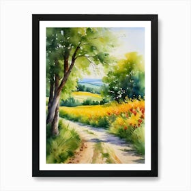 Watercolor Of A Road Art Print