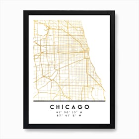 Chicago Illinois City Street Map Art Print
