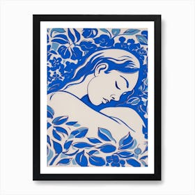 Blue Woman Silhouette 5 Art Print