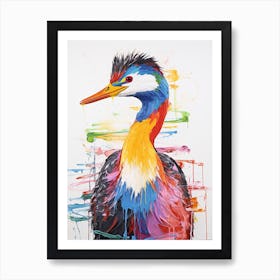 Colourful Bird Painting Grebe 1 Art Print