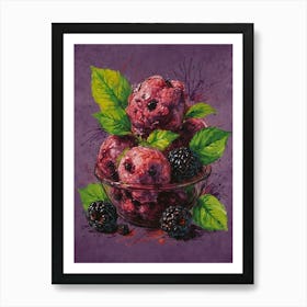 Blackberry Ice Cream Art Print