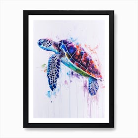 Colourful Mixed Media Sea Turtle 3 Art Print