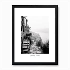 Poster Of Cinque Terre, Italy, Black And White Photo 3 Art Print