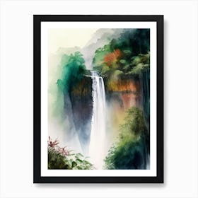 Tumpak Sewu, Indonesia Water Colour  Art Print