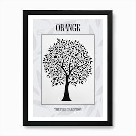 Orange Tree Simple Geometric Nature Stencil 11 Poster Art Print