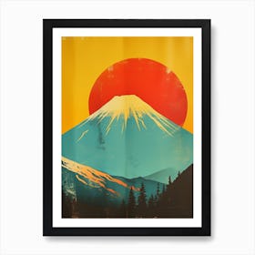 Japandi Cubist Fusion: Mt Fuji 2 Art Print
