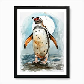 Humboldt Penguin Isabela Island Watercolour Painting 3 Art Print