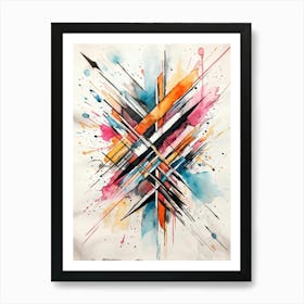 Abstract Design Hand Drawn Arrows And Markings Swirling Pattern Overlapping Lines Varying Line T Art Print