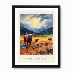 Stormy Impressionism Style Cattle Art Print